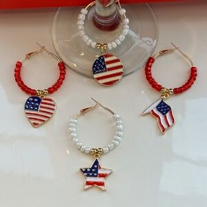 4 - Patriotic Wine Glass Charms